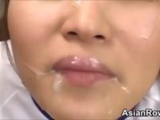 Ugly Asian adolescent being abused And Cummed On
